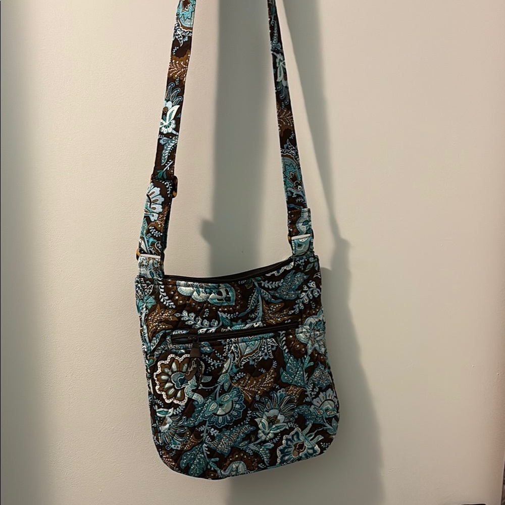 Vera Bradley Blue and Brown Crossbody Bag with Paisley Print